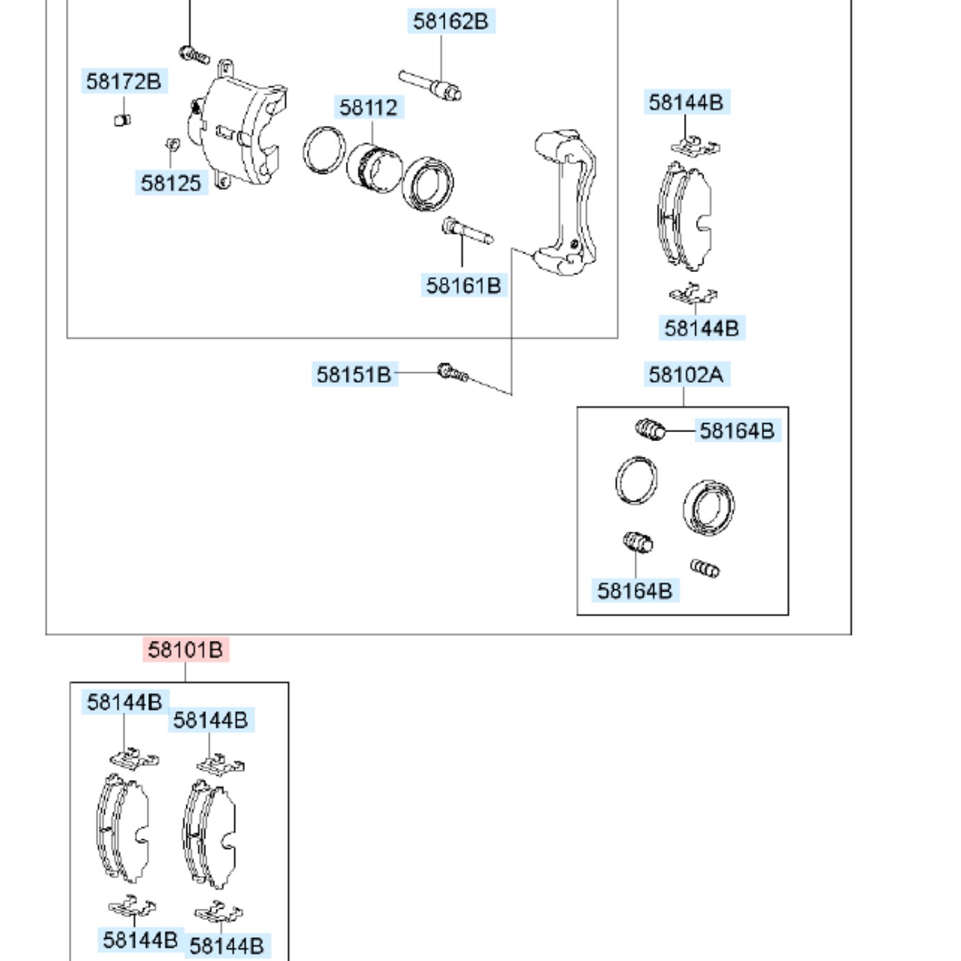 58101-2HA10 Brake Pad Brake Systems China Car Spare Parts Brake Pads58101-2CA11 58101-3KA61 for Kia and hyundai