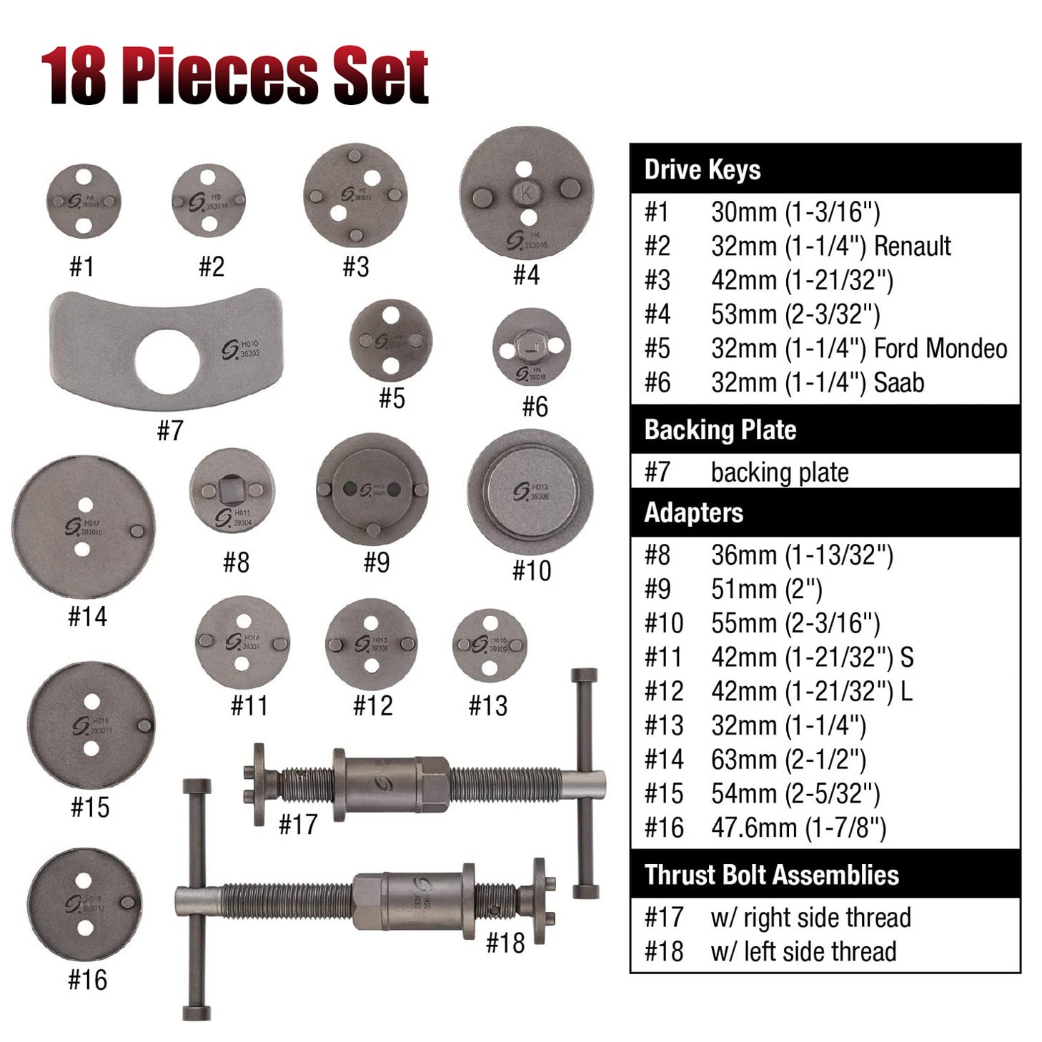 Erramientas De Mecanica Automotris Repair Tools 18PCS Brake Caliper Tools Wind Back Rewind Kit Estractor De Caliper De Frenos