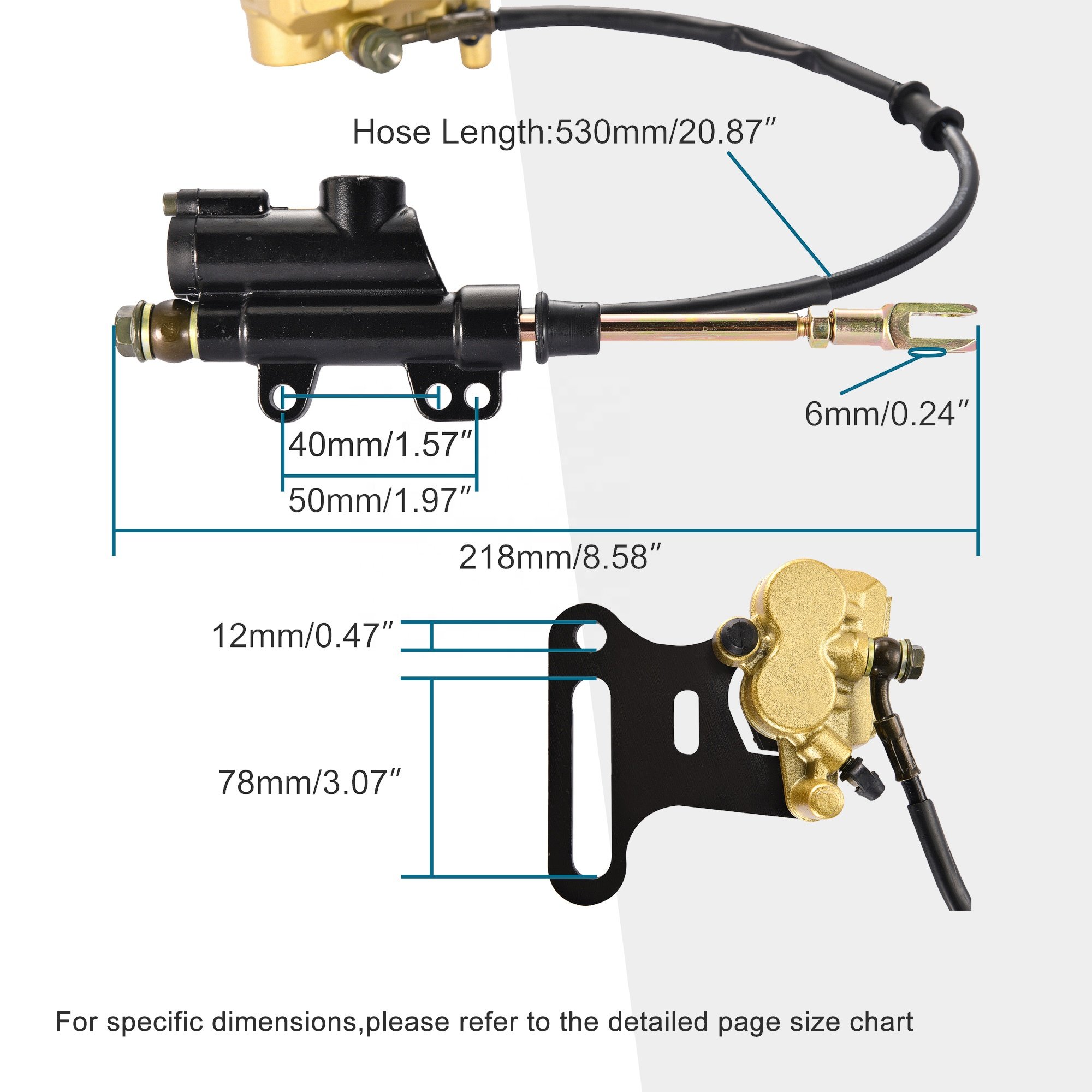 GOOFIT Rear Hydraulic Caliper Brake Master Cylinder Assembly Replacement for 70cc 110cc 125cc 150cc Atv Quad