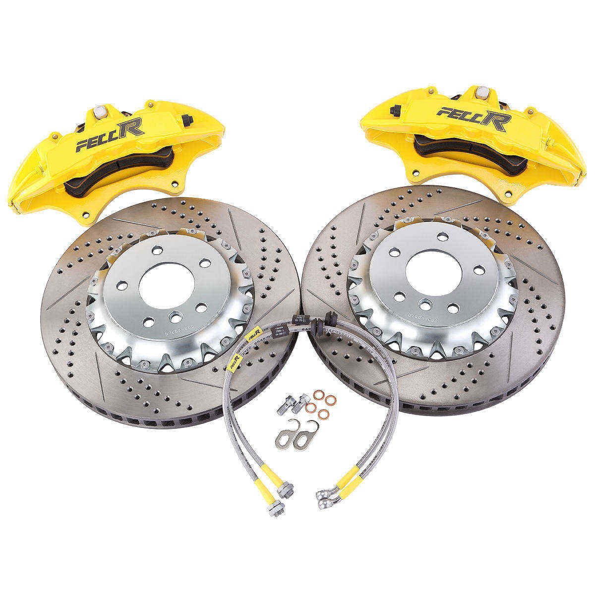 Big Brake Caliper Kit Caliper 6 Piston with Drilled and Slotted Rotor 355mm for Ford Mondeo / Taurus / Edge