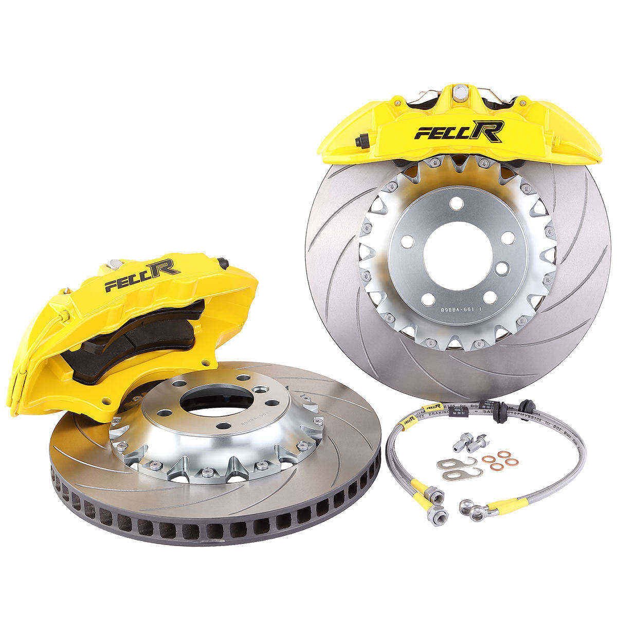 Big Brake Caliper Kit Caliper 6 Piston with Drilled and Slotted Rotor 355mm for Ford Mondeo / Taurus / Edge
