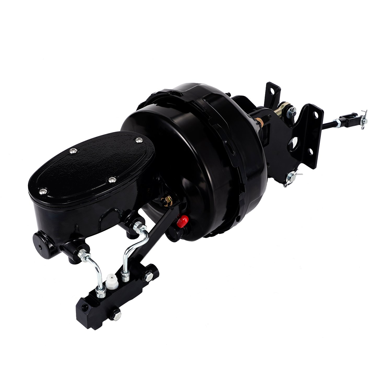Black 9 Inch Dual Power Brake Booster Kit for 1967-72 Chevy GMC Truck Pickup with Black Mounting Brackets