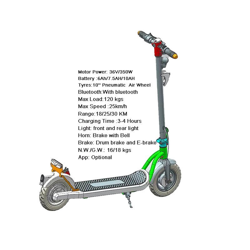 Yongkang Supplier Elektro Roller ABE 10inch Pneumatic Wheel 36V Electric Scooter with Front Turn Signal