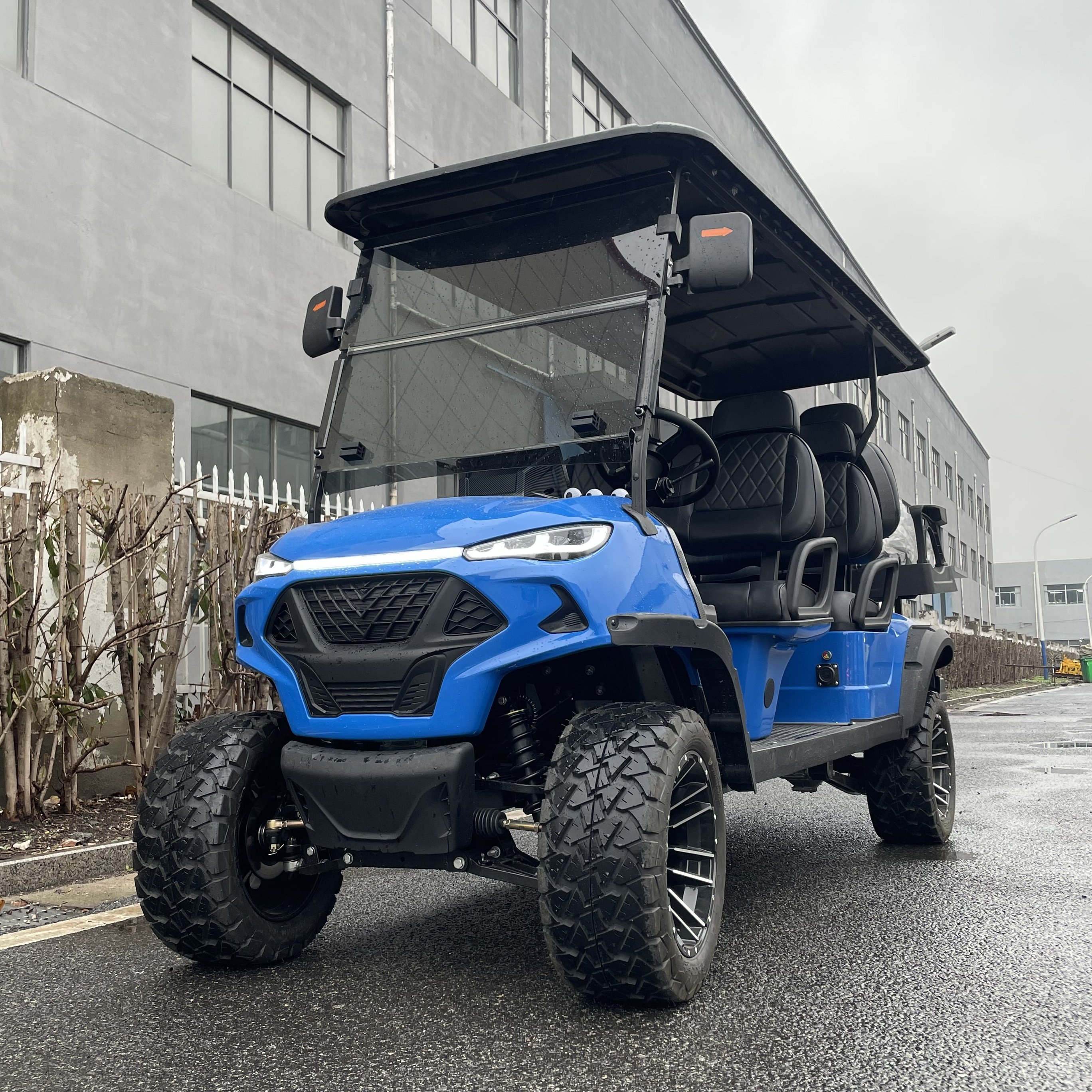 Blue Color Pattern Seat Very Powerful 72V AC System Lithium Motorised 6 Seater Lifted Electric Utility Off Road Golf Buggy Cart