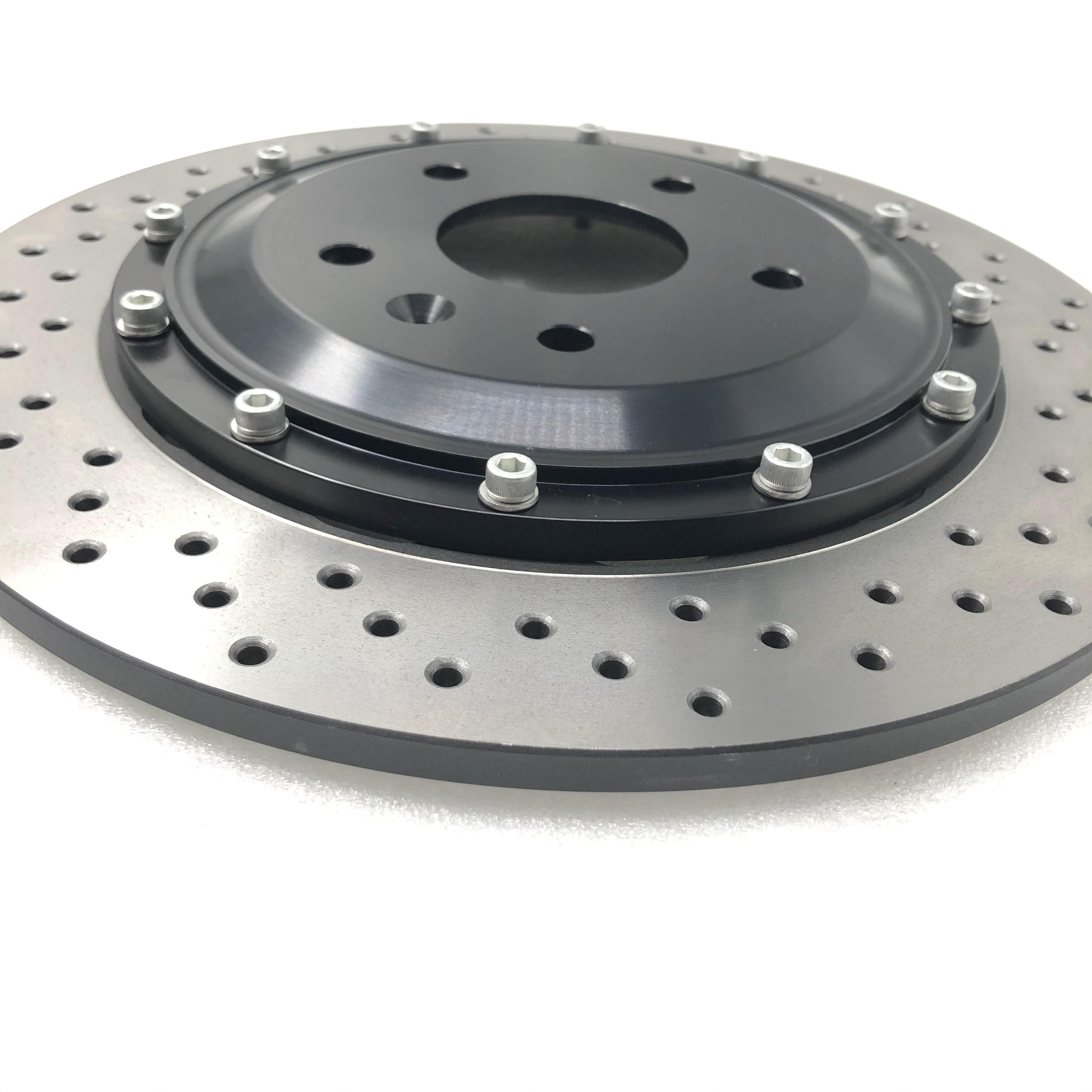 4H0615601L Floating Disc Front Drilled Slotted Brake Rotor 2-Piece Rear for Audi RS4 A4 A6 A7 A8 S6 C6 C7 B8 D3 Quattro Models