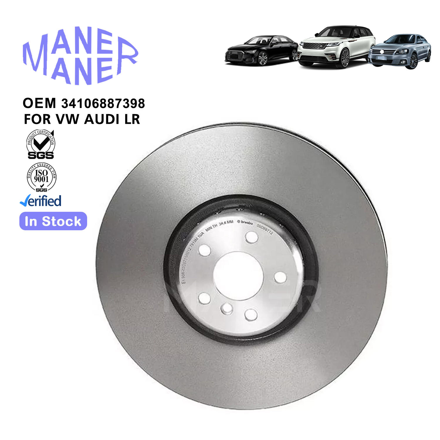MANER Auto Brake Systems 34106887397 LR033302 Car Brake Disc for VW Audi BMW BENZ Land Rover New Arrival