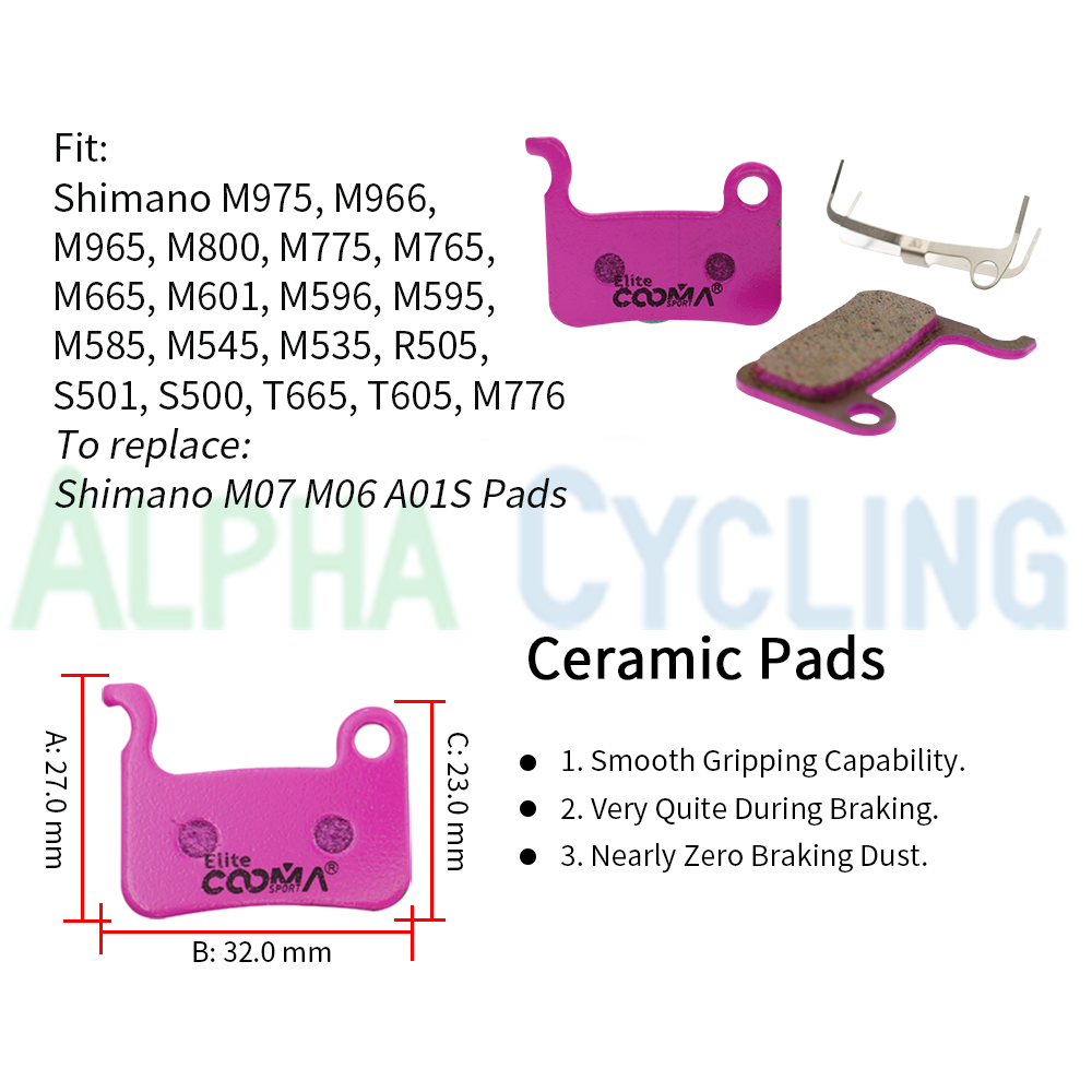 Ceramic Bicycle Disc Brake Pads for Shimano M975, M966, M965, M800, M775, M765, M665, M601, M596, M595, M585, M545, M535