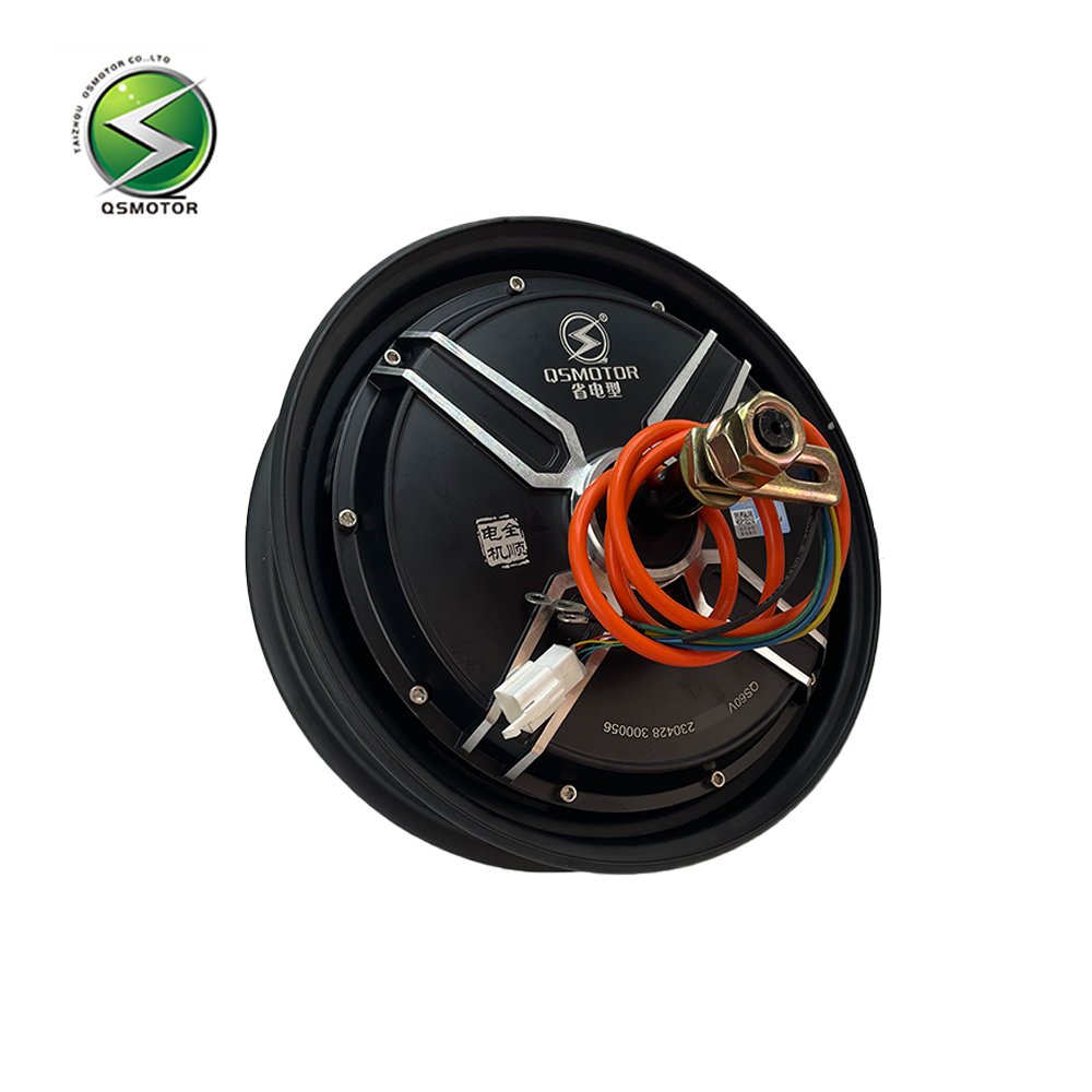 QSMOTOR 10 Inch V2 1200W35H48-96V Brushless DC Drum Brake Motor Suitable for Electric Motorcycles