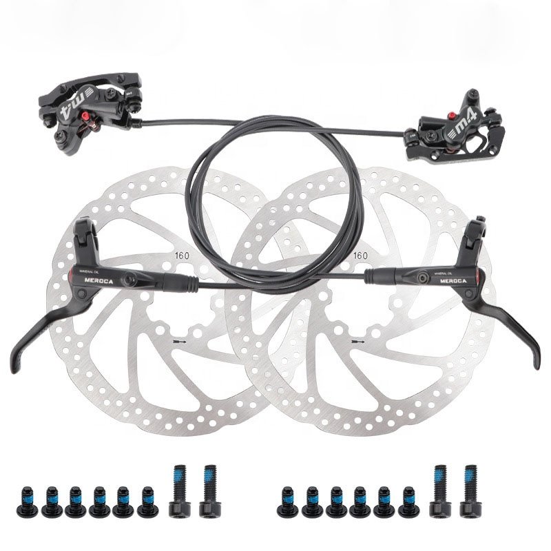 Front and Rear 160MM Electric Bicycle Atv Mountain Bike Oil 4 Piston Hydraulic Disc Brake Set