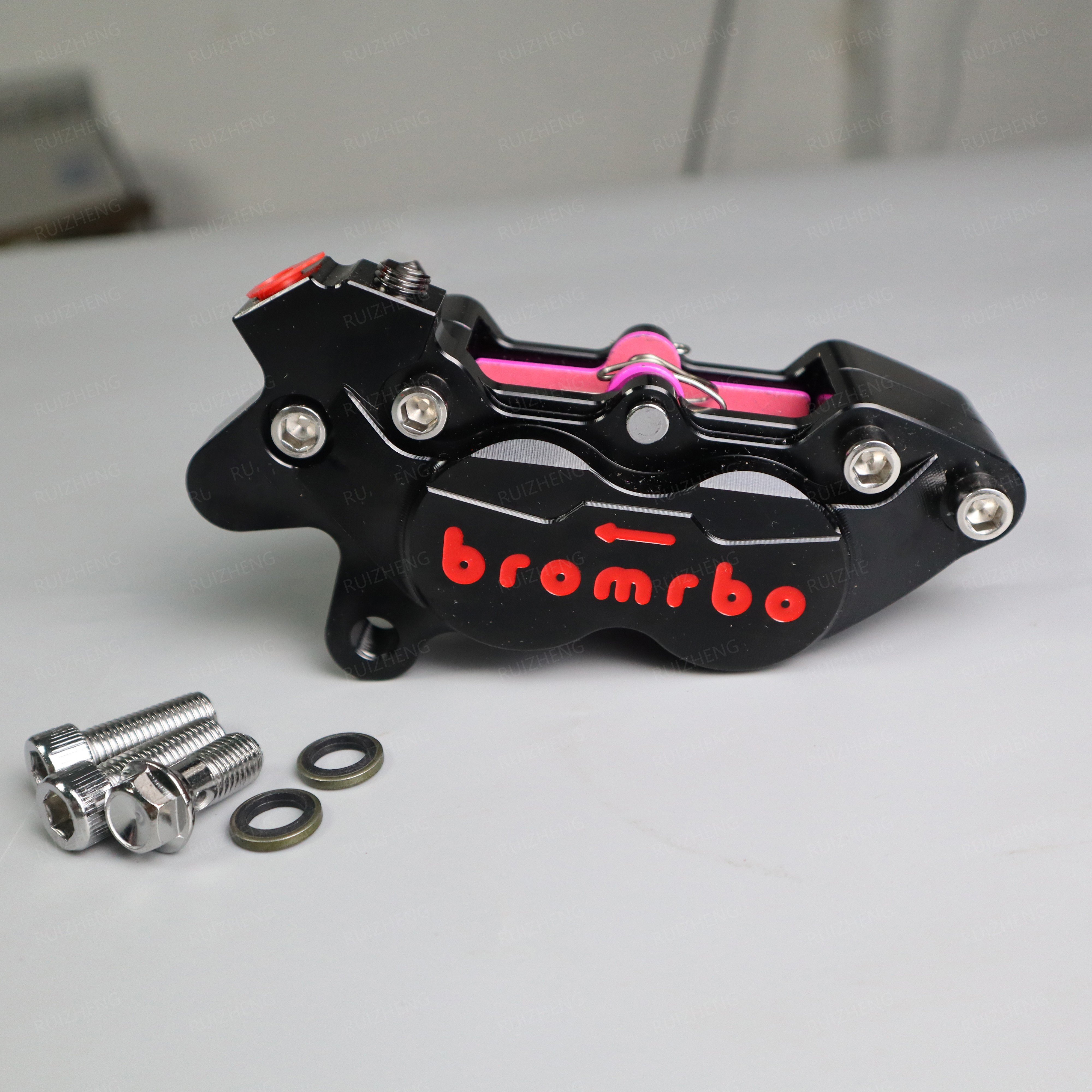 Universal CNC Aluminum 4 Piston Hydraulic Front Brake Caliper Kit for Motorcycles Including Harley Davidson XG Street Rod