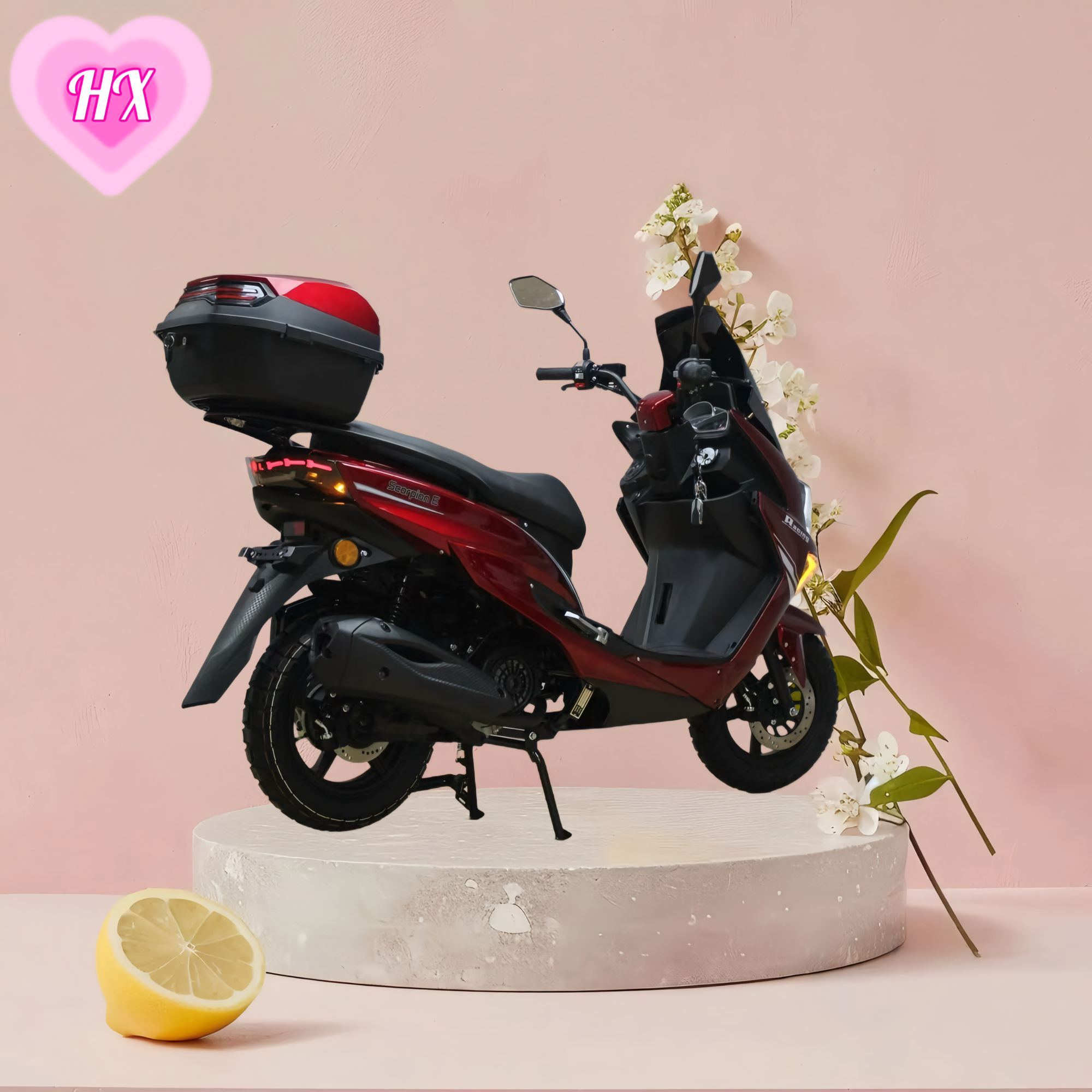 HX Factory 150CC Gasoline Scooter 4 Stroke CDI Motorcycle Aluminum Wheel Scooter Disc Drum Brake Scooter for Adults