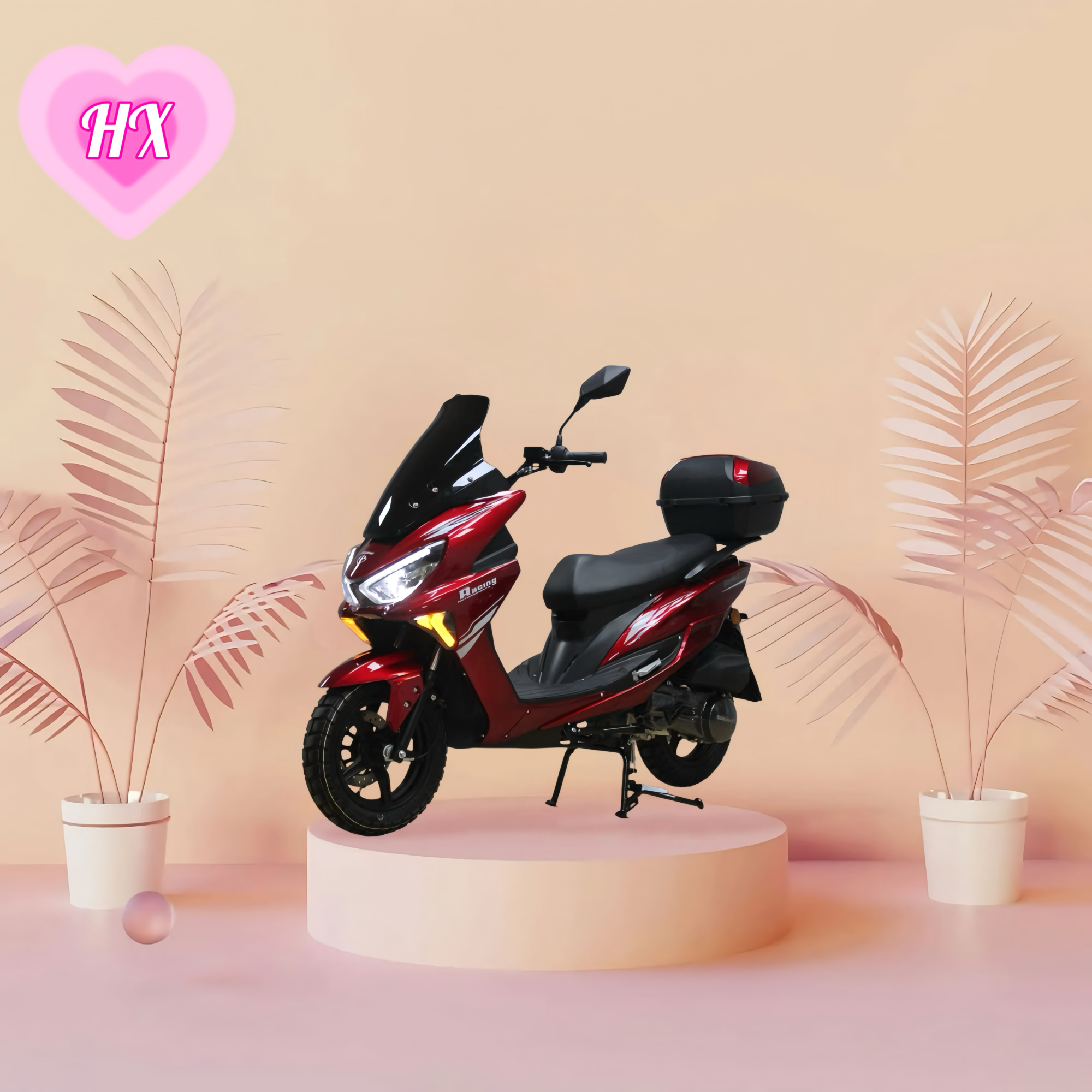 HX Factory 150CC Gasoline Scooter 4 Stroke CDI Motorcycle Aluminum Wheel Scooter Disc Drum Brake Scooter for Adults
