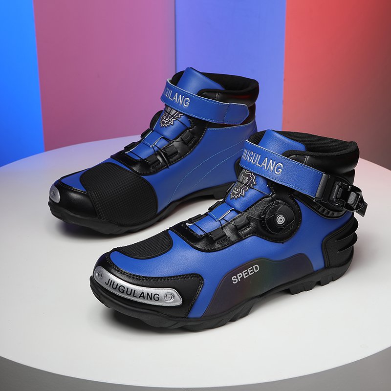 Leather/motorcycle Youth Trend Flat Heel Rubber Blocks Brake Bike Road Bicycle Shoes Brake Shoes Motorcycle Boots