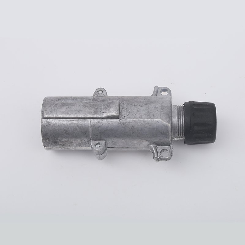 7 Way Round Pin Trailer Plug With Extension Spring, 7 Pin Round Trailer Connector Zinc Die-Cast With Cable Guard