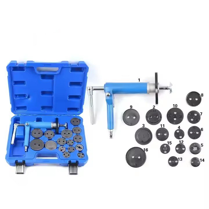 TBTOOLS Car Auto 16pcs Pneumatic Brake Calliper Wind Back Tool Set Air Rear Disc Brake Caliper Service Vehicle Repair Kits TB047