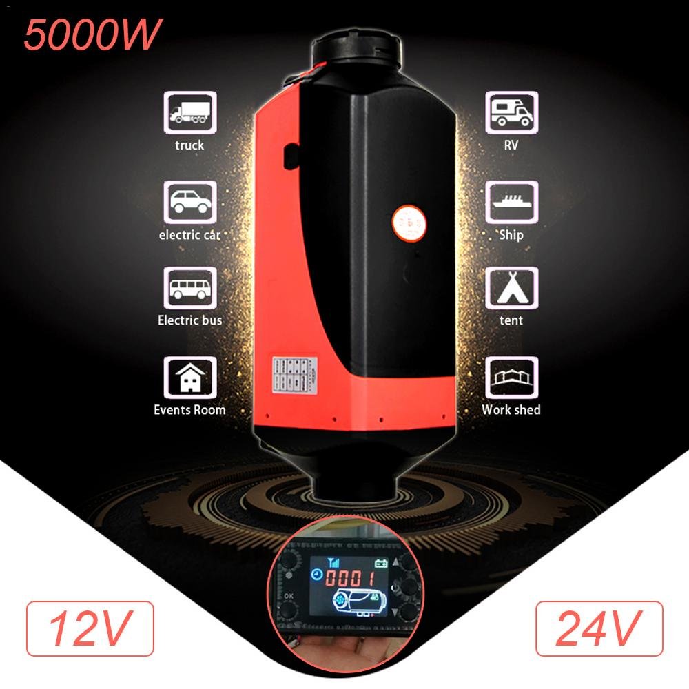 OkyRie 12V 24V 5KW Car Diesel Heater Pro Air Parking Heater with Knob Switch for Car RV Yacht Air Conditioning Systems