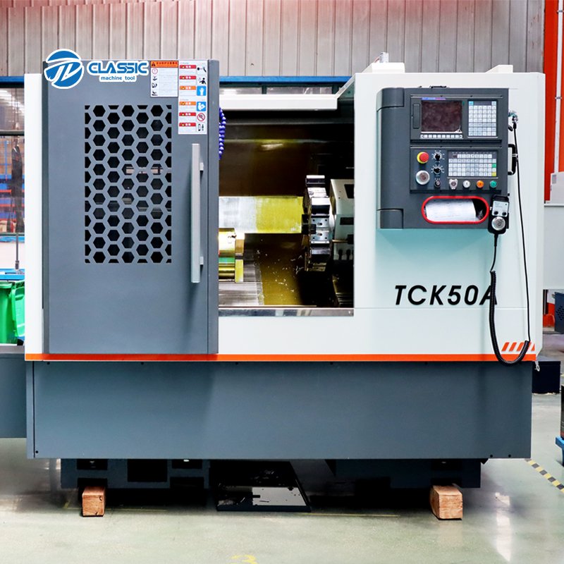 Professional Processing Brake Drum Simple Mini Combination TCK50A CNC Lathe Machine Design Is Exquisite, Safe and Efficient
