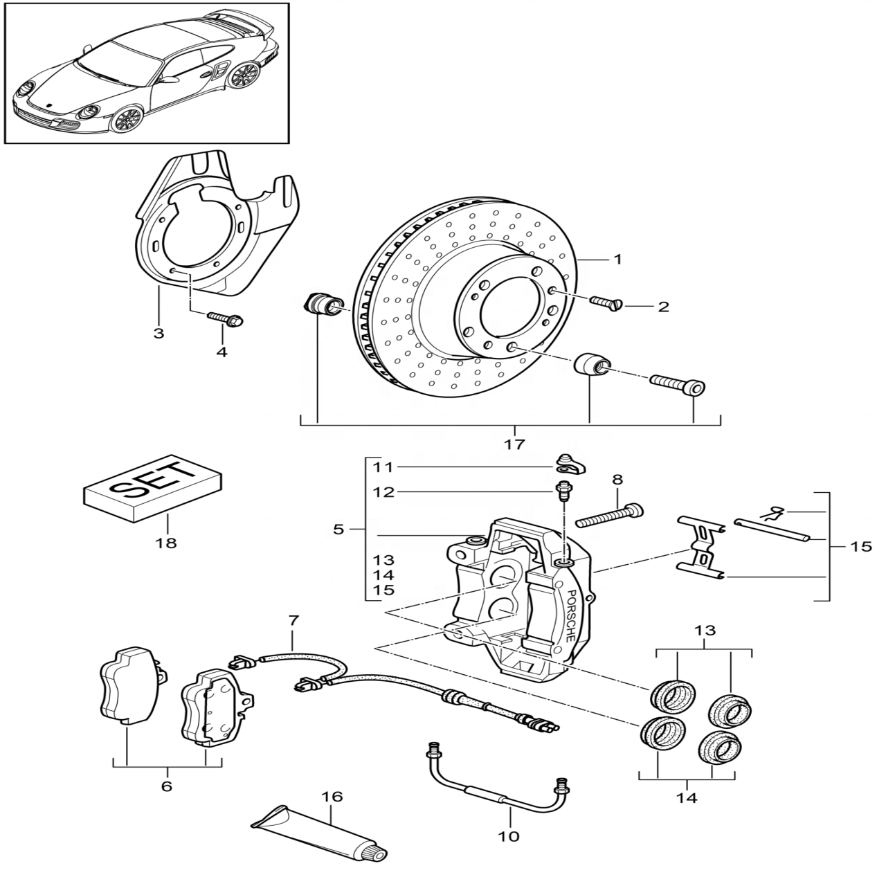 Genuine New Ceramic Brake Disc Right for Porsche 911 Turbo Turbo S (997) 09-13 for SHW 99735140602 Min TH. 32 mm