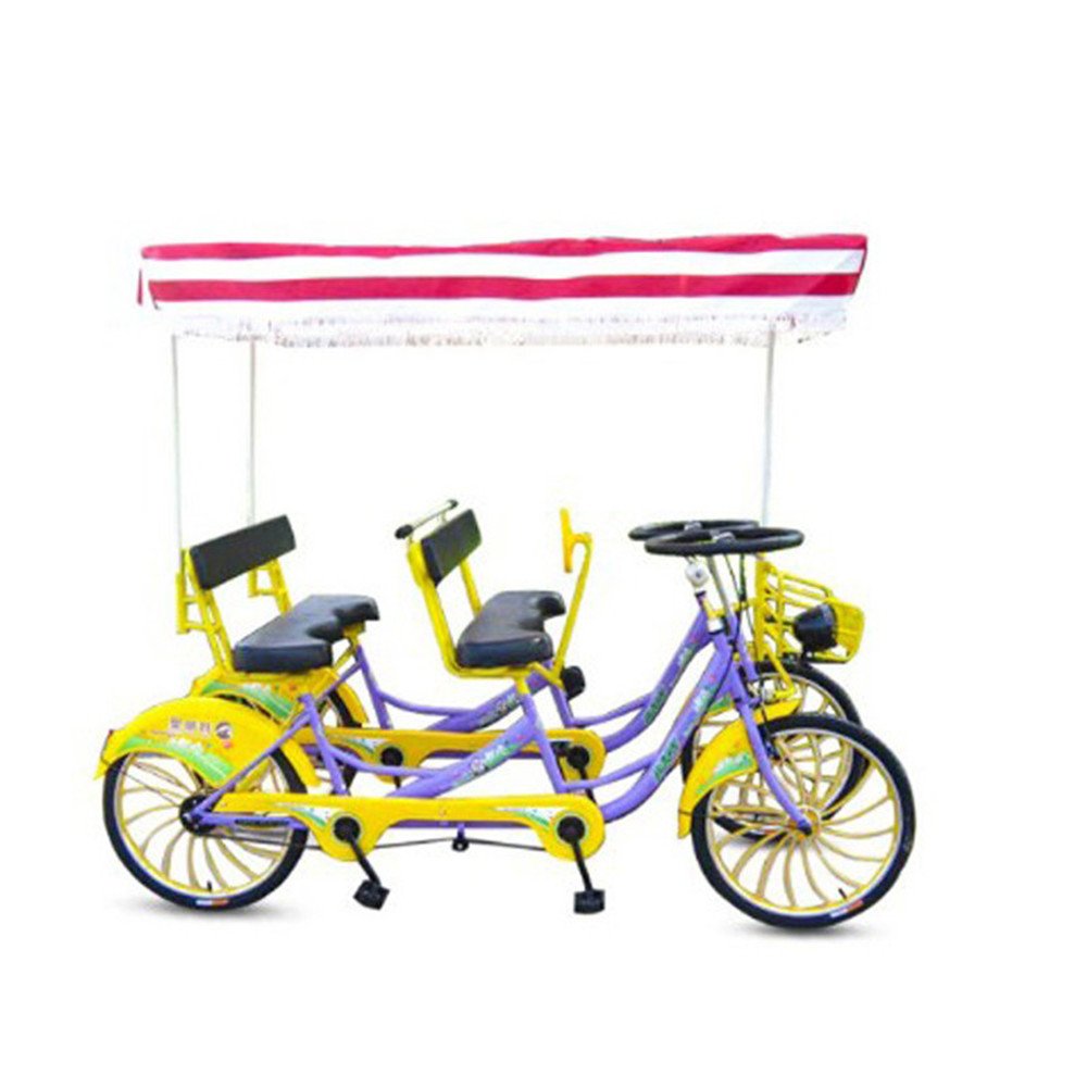 Best Selling 2 Person tandem Bike 4 Person Hand Brake Surrey Bicycle Sightseeing Bike with Fat Tire