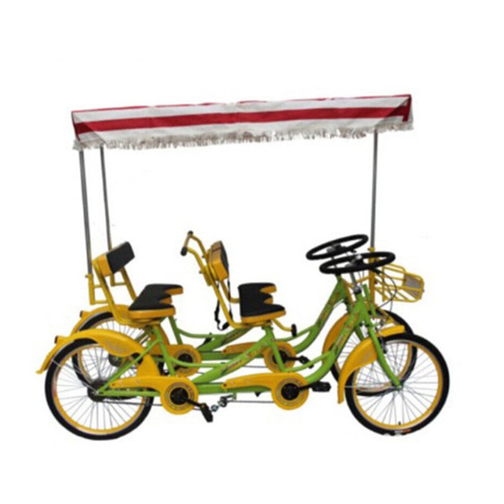 Best Selling 2 Person tandem Bike 4 Person Hand Brake Surrey Bicycle Sightseeing Bike with Fat Tire