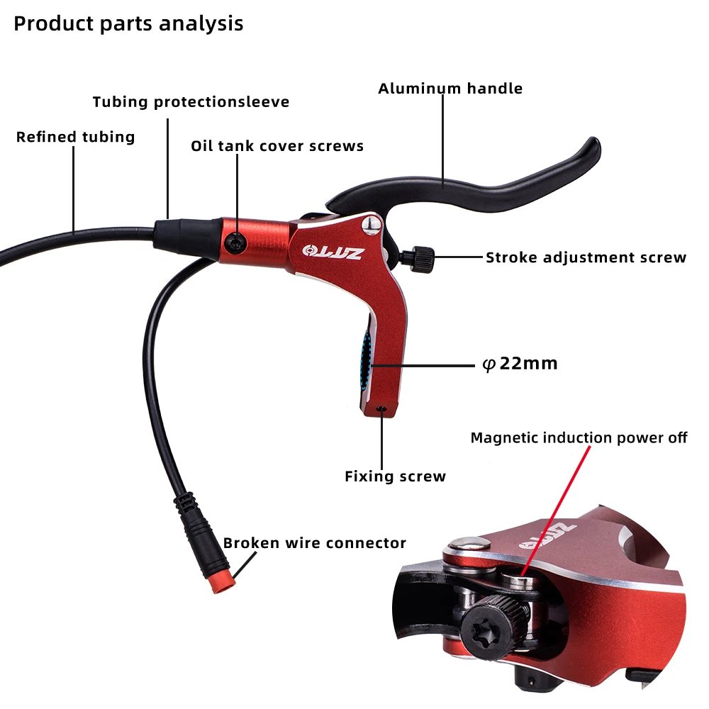 ZTTO MTB Bike 2 Piston Hydraulic Disc Brakes Power Cut E-Bike Brakes Calipers Oil Pressure Brakes 900/1680mm M6100 MT200