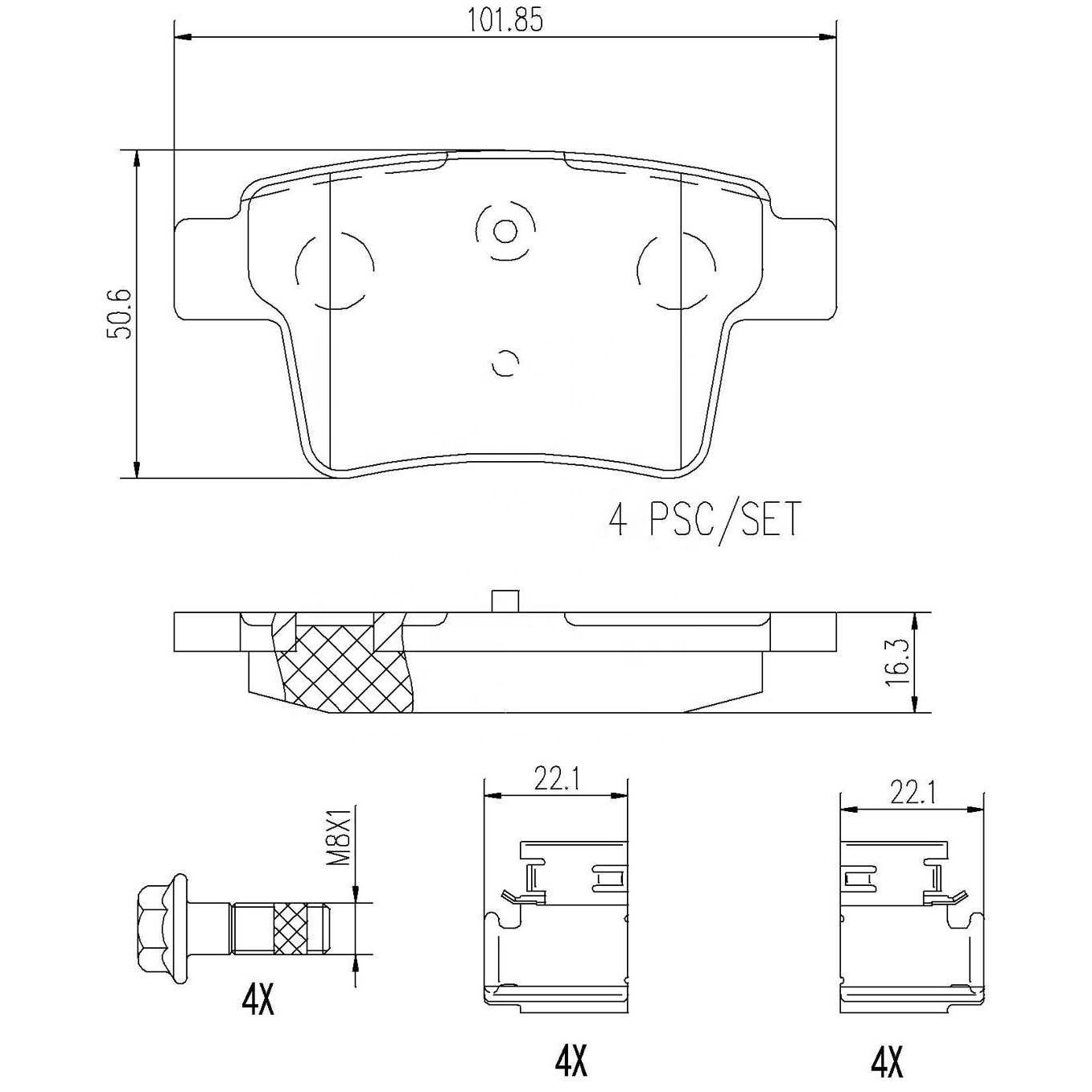 High Performance Factory Auto Parts Brake Pads (Pastillas De Freno) OEM Disc D1071/wva 24260 Is Front/Rear Axle Brake for FORD