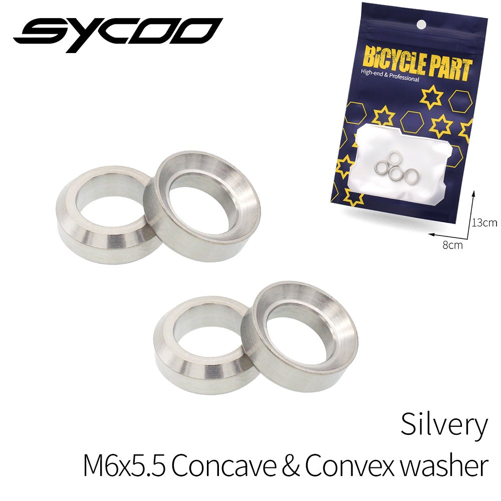 Sycoo Titanium 4pcs/set M6 Concave and Convex Washer for Mountain Bike BMX Bicycle Disc Brake Caliper Group XT Screw Spacer