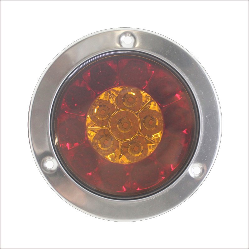 Rgb Tail Light 16 LED Car Rear Tail Lights Round Reverse Brake Turn Signal Lamp for 12V Truck Trailer RV Free Face