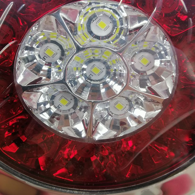 Rgb Tail Light 16 LED Car Rear Tail Lights Round Reverse Brake Turn Signal Lamp for 12V Truck Trailer RV Free Face