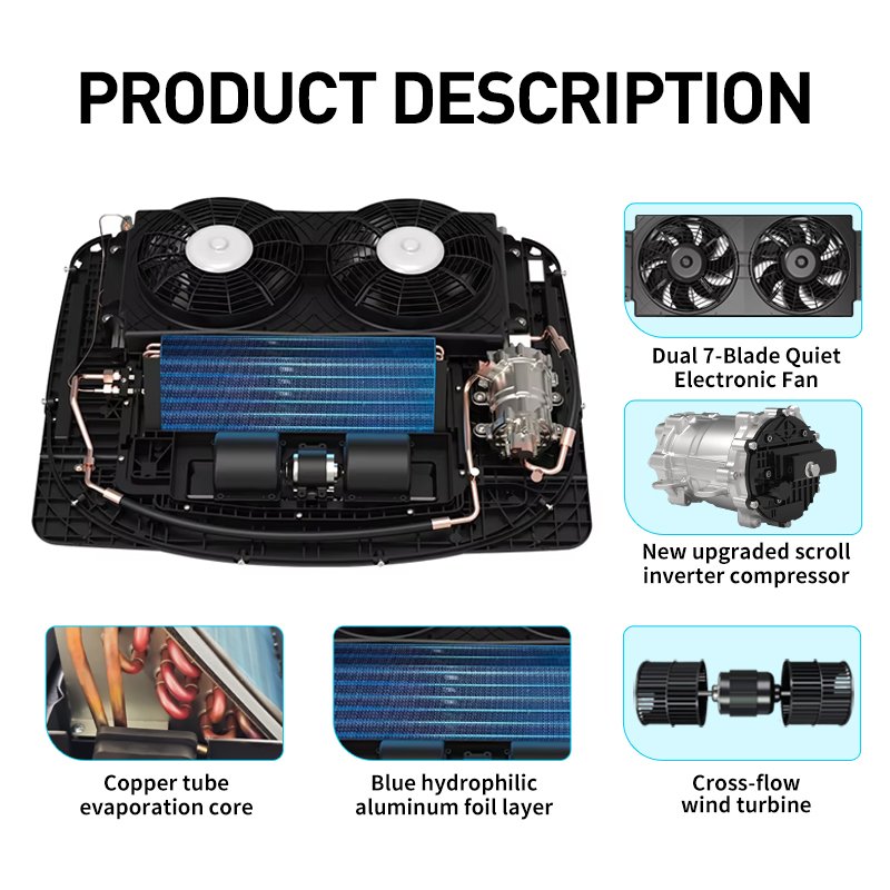 2025 New Type Electric 12V Rooftop Air Conditioner Camper RV Trailer Truck Tractor Van Auto Parking Conditioner Conditioner