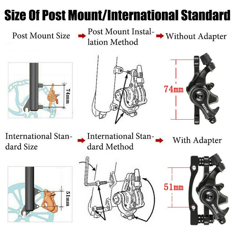 BUCKLOS MTB Bike Disc Brake Caliper 160mm Front/rear Line Pulling Disc Brake Aluminum Alloy Bicycle Brake Caliper