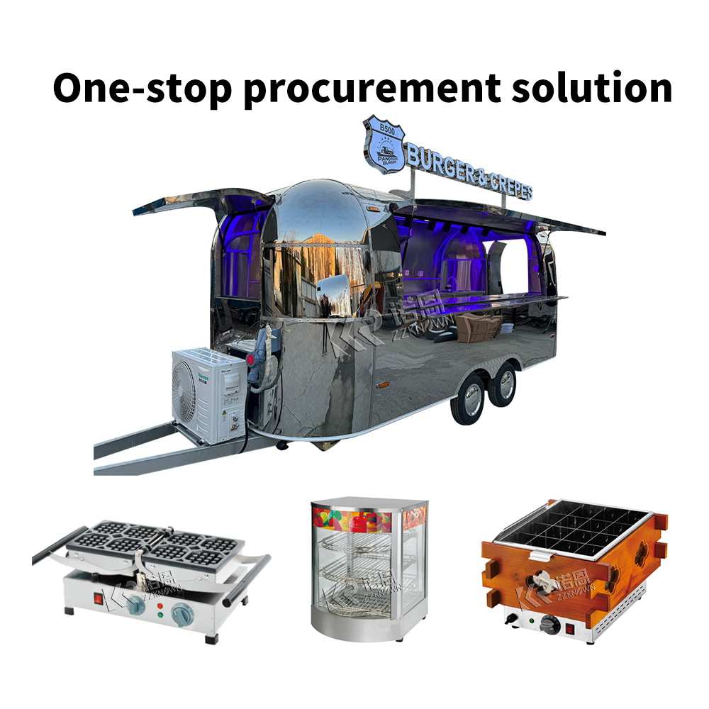 China Customized Airstream Food Truck Street Stainless Steel Fast Food Trailer Mobile Pizza Food Cart for Sale