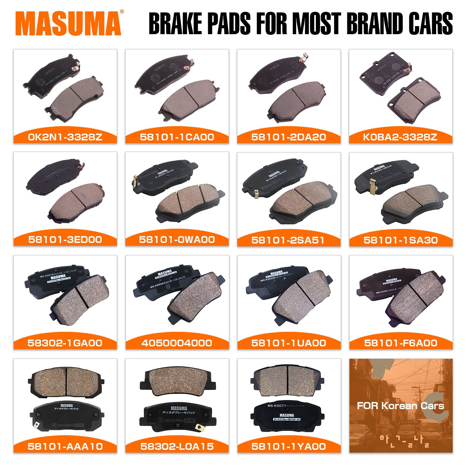 MASUMA MS-K0040 Ceramic Spare Parts Front Brake Pads Manufacturer for HYUNDAI SANTA KIA SORENTO III 58101C5A70