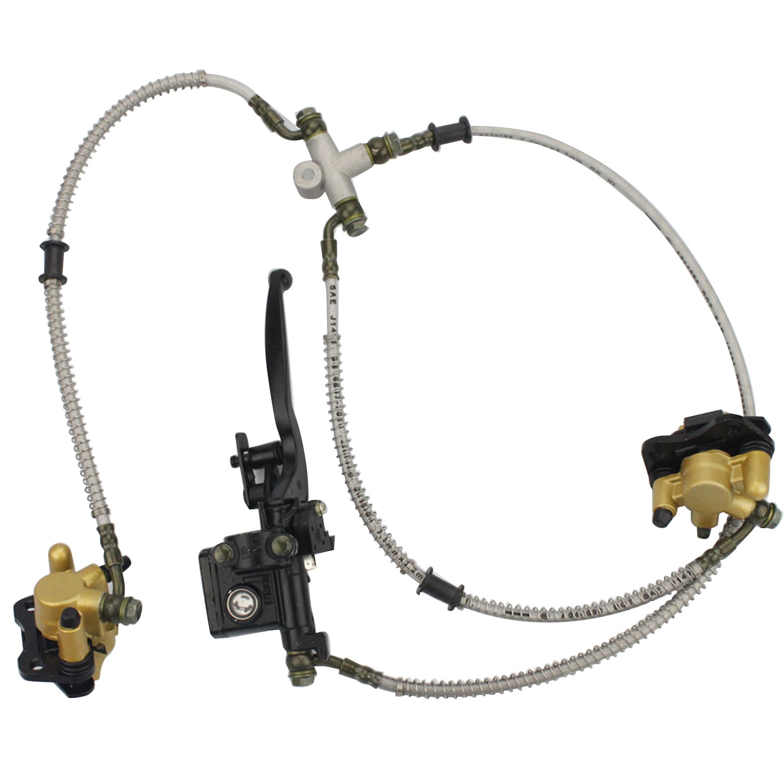 GOOFIT Front Disc Brake Master Cylinder Caliper Assembly With Brake Pads Replacement for Chinese 50cc 70cc 90cc 110cc 125cc ATV