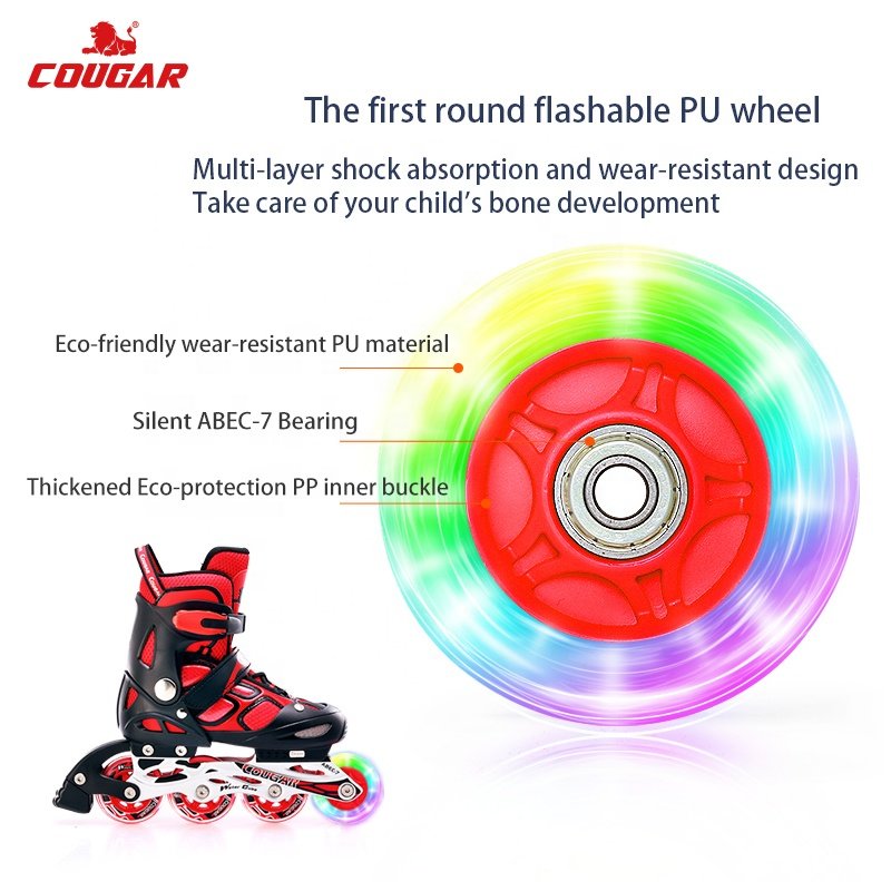 MZS835LSG Cougar Roller Adjustable Inline Casual Skate Shoes for Kids Flashing Roller