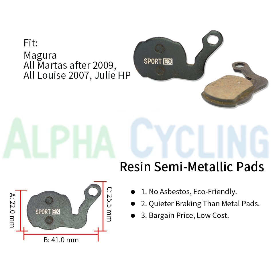 Resin Bicycle Brake Pads for Magura All Martas After 2009, All Louise 2007, Julie HP Calipers, Sport EX Class