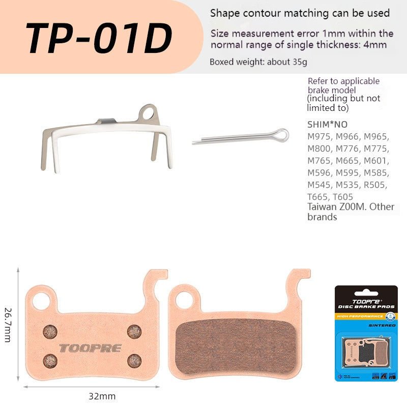 TOOPRE Metal Sintering MTB Bicycle Hydraulic Disc Ceramics Brake Pads Mountain Bike Road Car Electric Scooter Disc Brake Pads