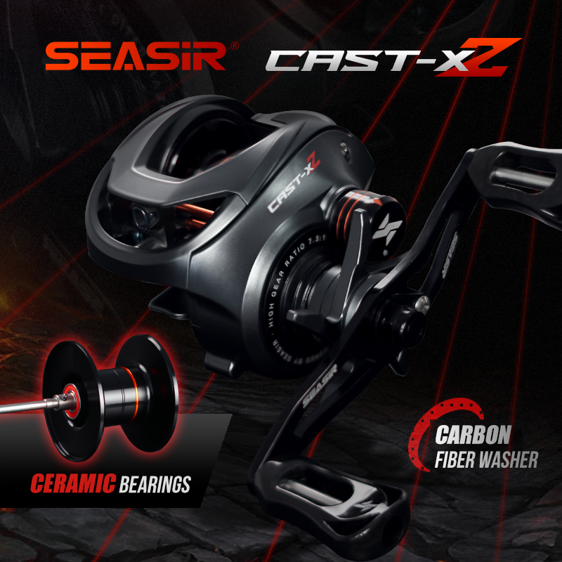 Seasir Cast-x2 Ceramic Bearings Carbon Fiber Washer GRIP 6+1BB 7.3:1 Gear Ratio Max Drag 9KG Fishing Baitcasting Reel Wheel