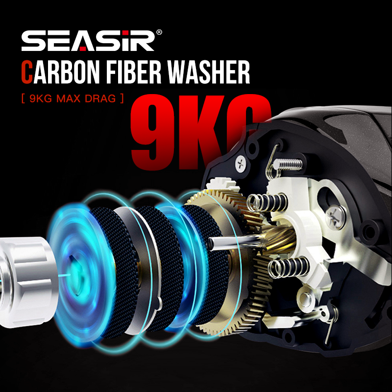 Seasir Cast-x2 Ceramic Bearings Carbon Fiber Washer GRIP 6+1BB 7.3:1 Gear Ratio Max Drag 9KG Fishing Baitcasting Reel Wheel