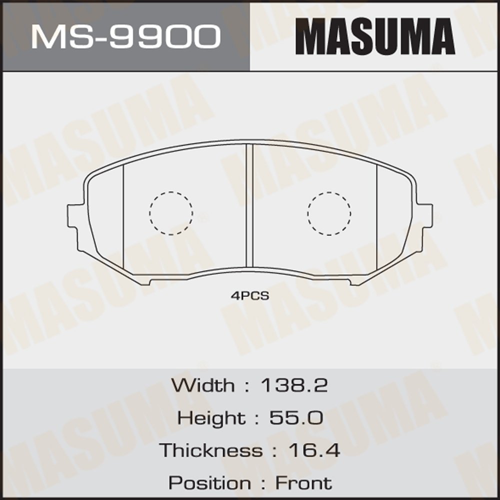 MS-9900 MASUMA Wholesale Auto Brake Pad Manufacturer A618 Ceramic Brake Pads Factory Brake Pads for TOYOTA