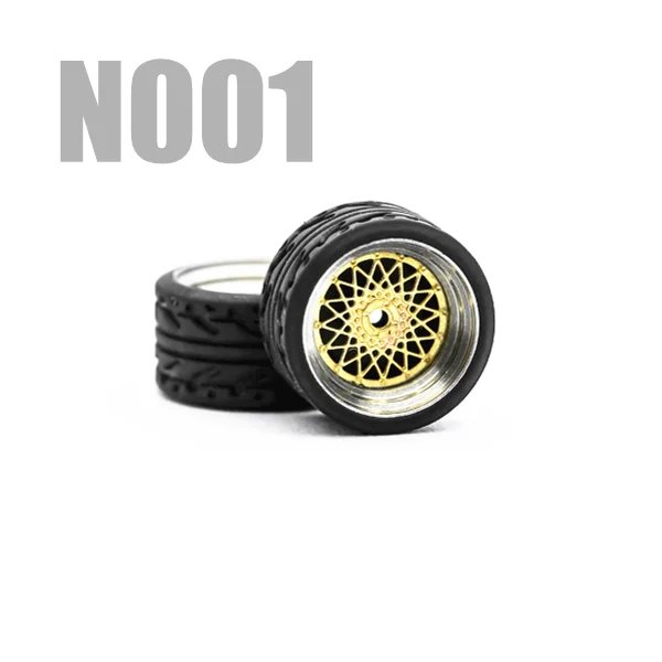 Alloy Wheels with Brake Caliper for 1/64 Diecast Car Customization