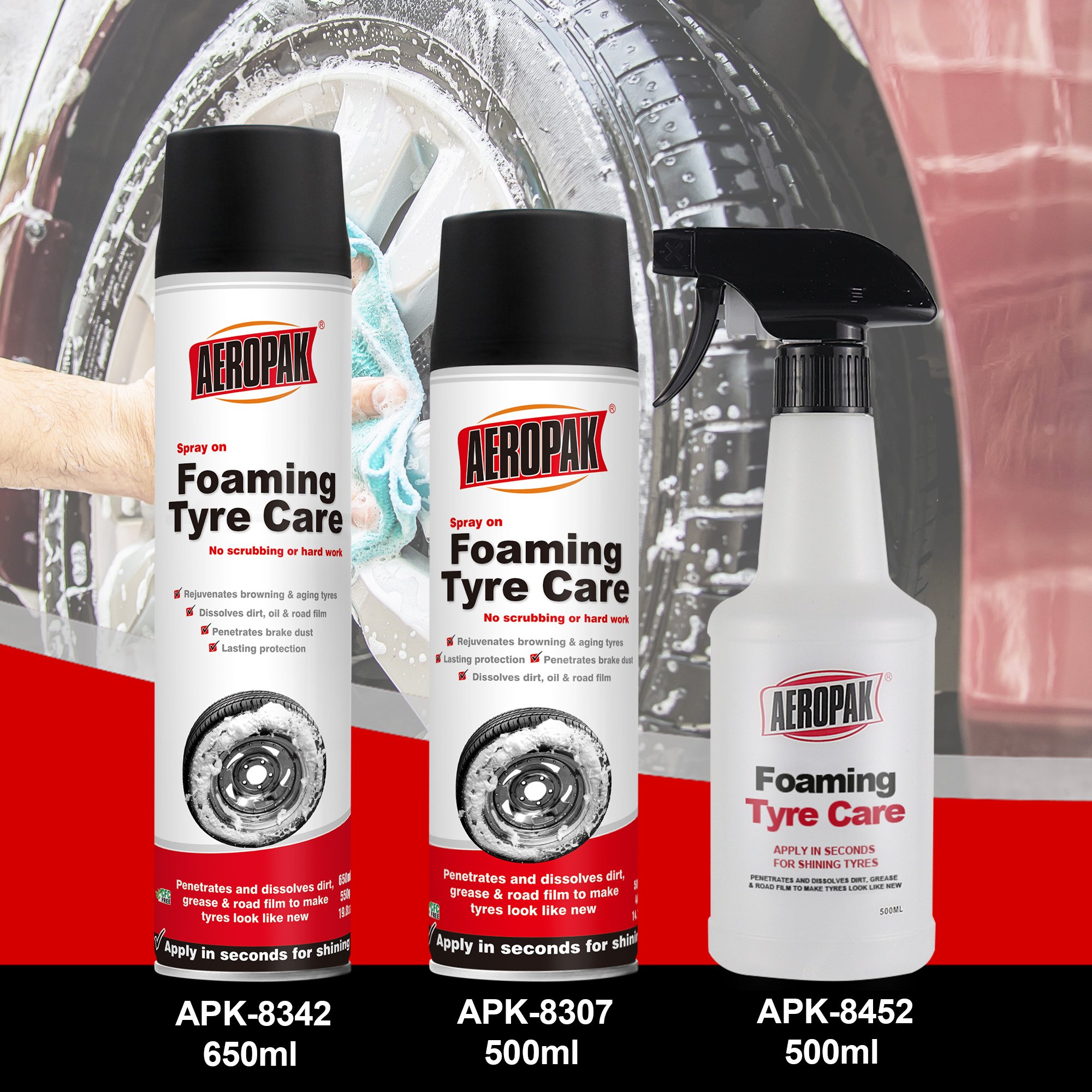 500ml Industrial Strength Truck Tire Spray Biodegradable Degreaser High Pressure Washer Compatible Tyre Foam Cleaner Spray