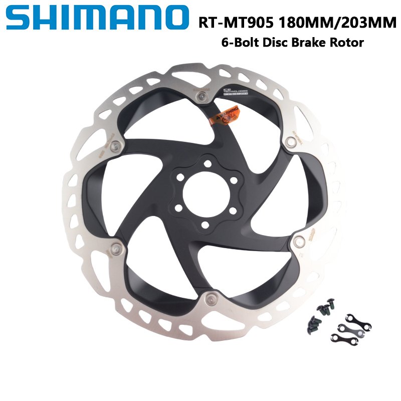 Shimano RT-MT905 6-Bolt Disc Brake Rotor 180/203MM Black for MT905 Road Bike & BMX Cycling Includes Pads by Ice Technologies
