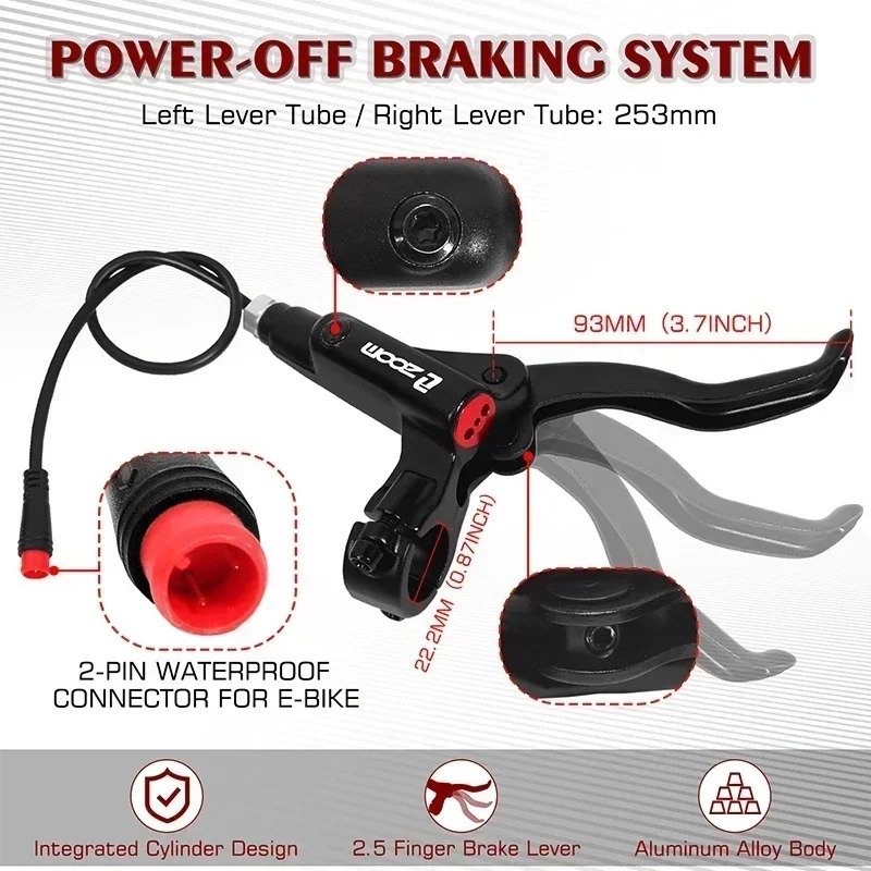 ZOOM HB-775E E-BIKE Hydraulic Disc Brake Set Electric Scooter Mtb Bicycle Power Off Control Pistons Oil Hydraulic Disc Brakes