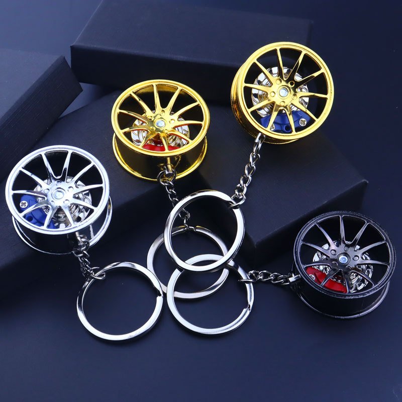 Promotion Wheel Rim Model Keychain Personality Brake Disc Tire Pendant Auto Keychain Steering Wheel Keychain Souvenir