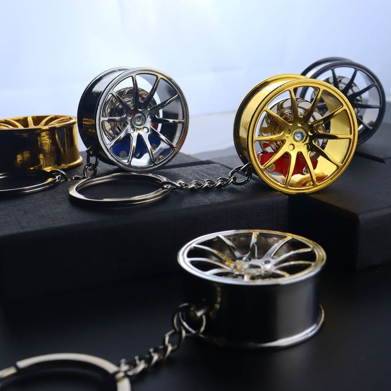 Promotion Wheel Rim Model Keychain Personality Brake Disc Tire Pendant Auto Keychain Steering Wheel Keychain Souvenir