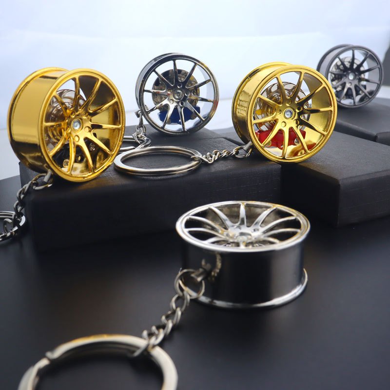 Promotion Wheel Rim Model Keychain Personality Brake Disc Tire Pendant Auto Keychain Steering Wheel Keychain Souvenir