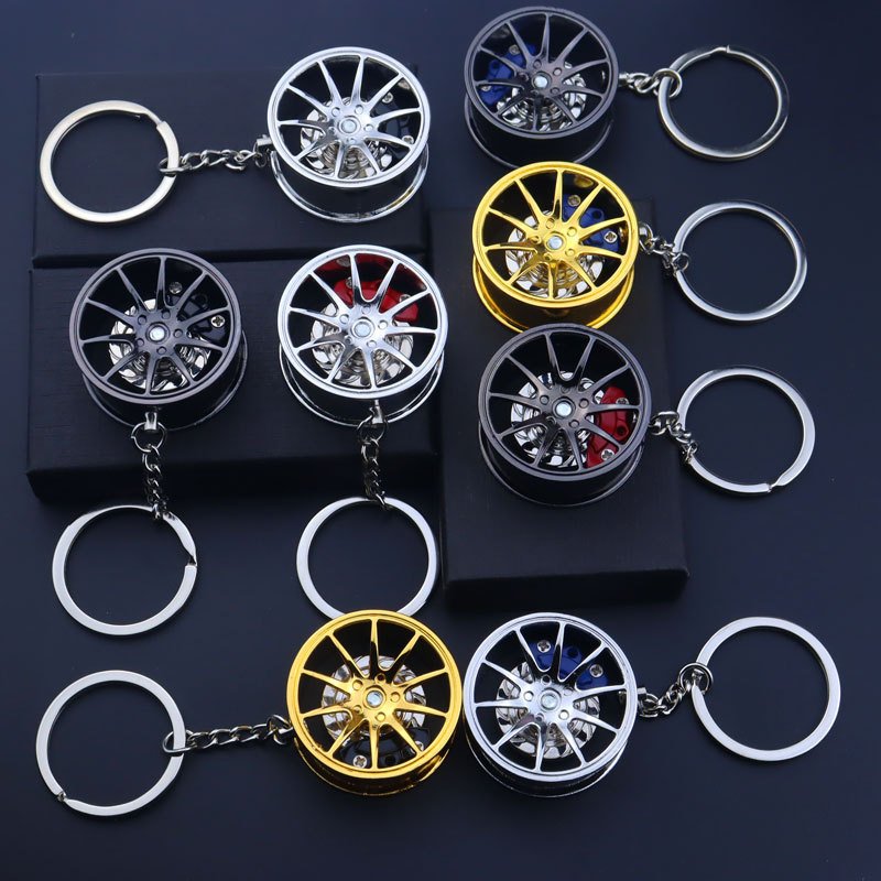 Promotion Wheel Rim Model Keychain Personality Brake Disc Tire Pendant Auto Keychain Steering Wheel Keychain Souvenir