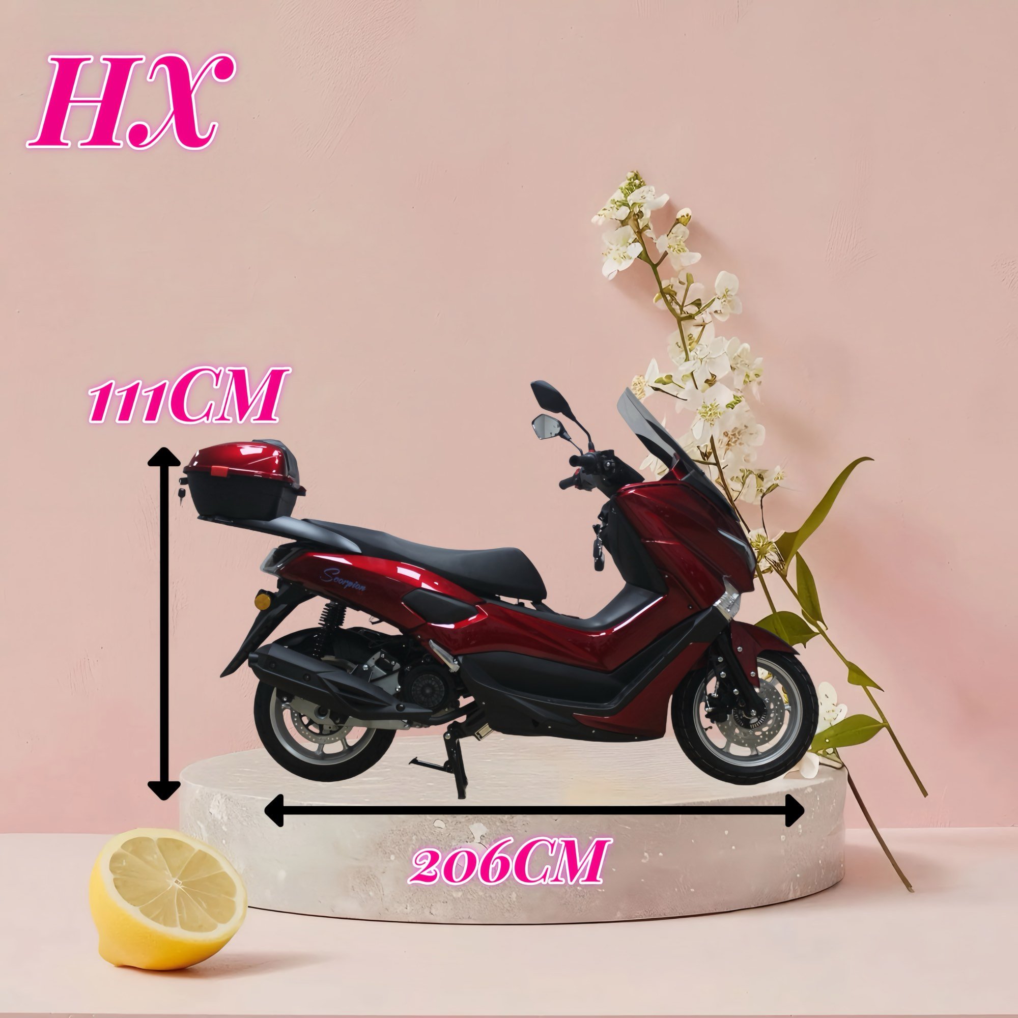 HX Factory 150cc Gasoline Scooter Aluminum Wheel Scooter 4 Stroke CDI Motorcycle Disc Drum Brake Scooter for Adults
