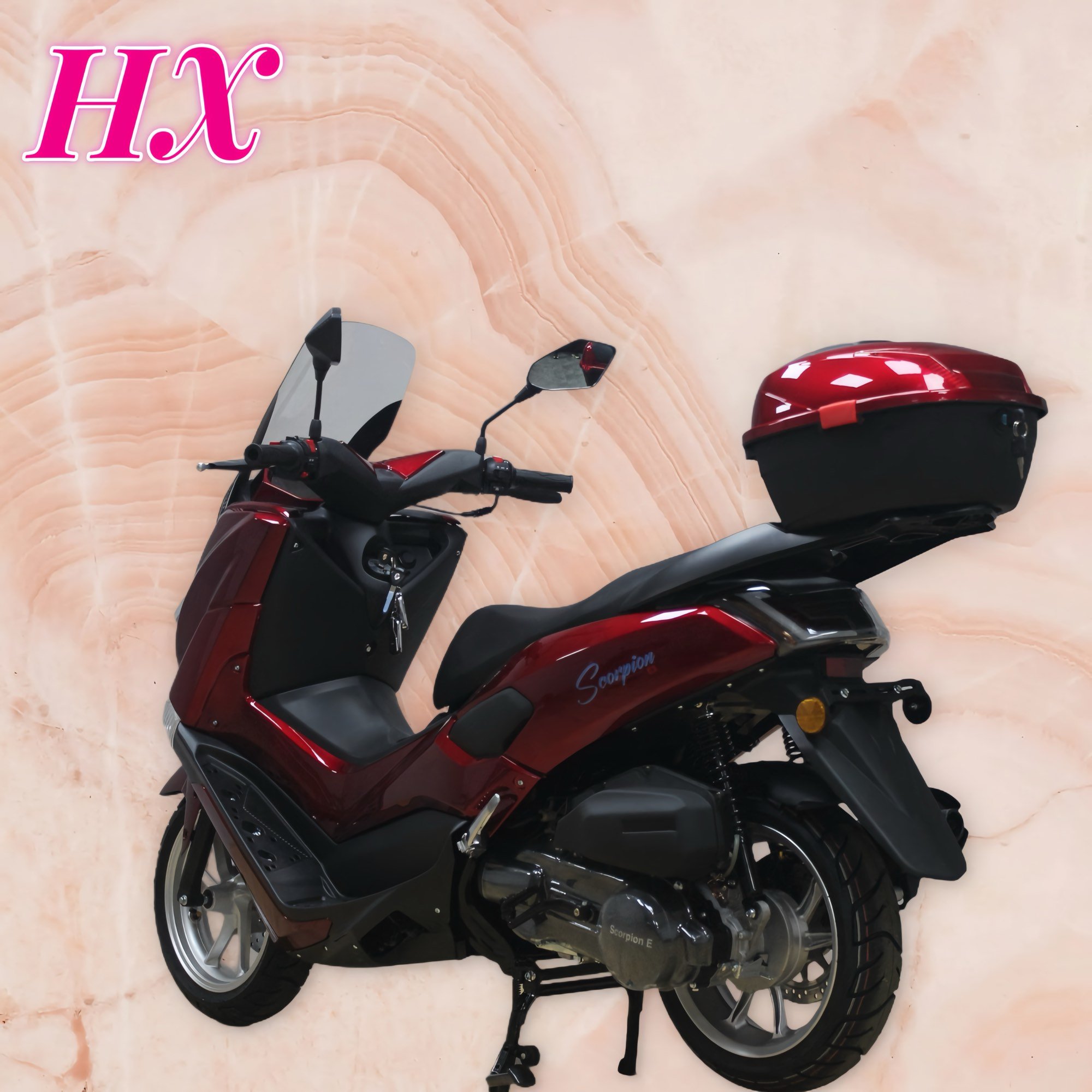 HX Factory 150cc Gasoline Scooter Aluminum Wheel Scooter 4 Stroke CDI Motorcycle Disc Drum Brake Scooter for Adults